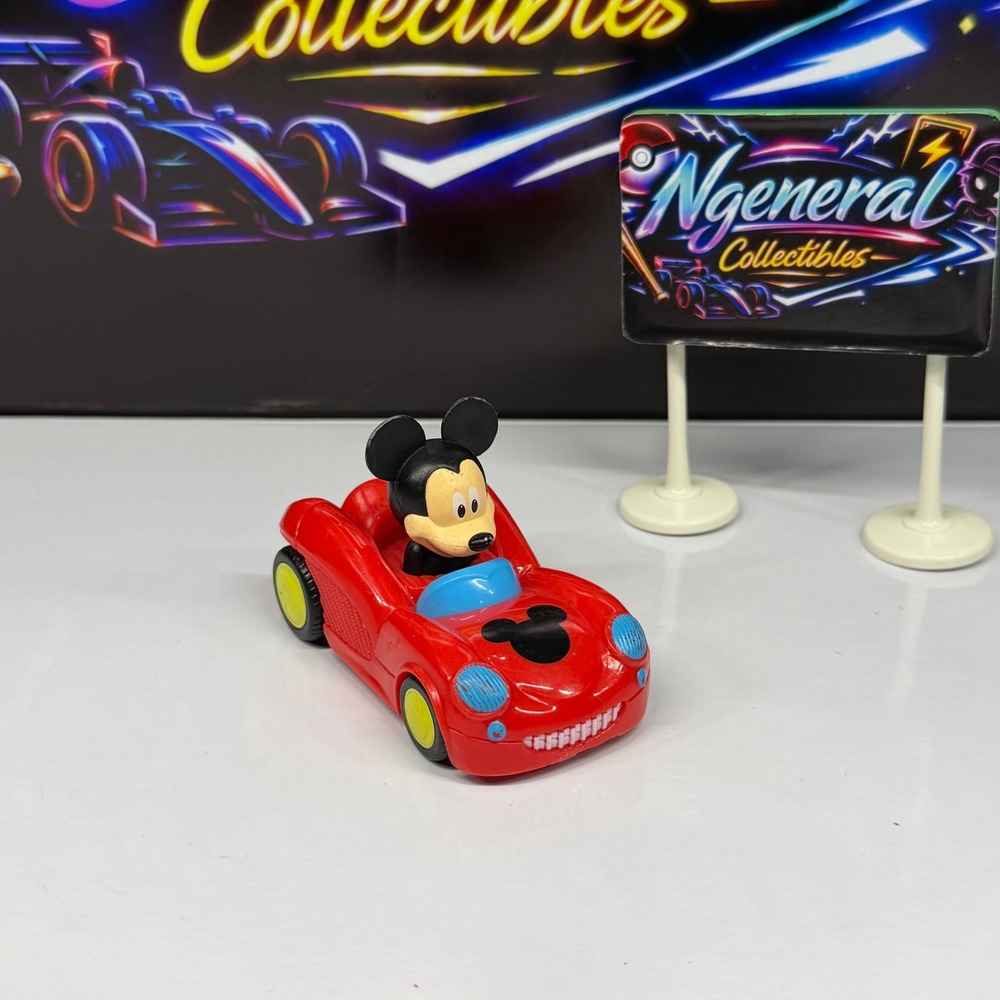 Disney Mickey Mouse Red Roadster Racer Toy Car Plastic Rolling Vehicle